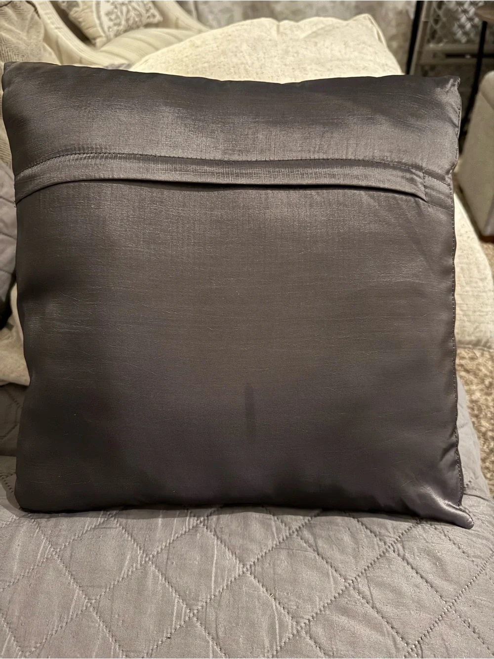 Decorative Charcoal Satin like Flower Throw Pillow - Home Accents